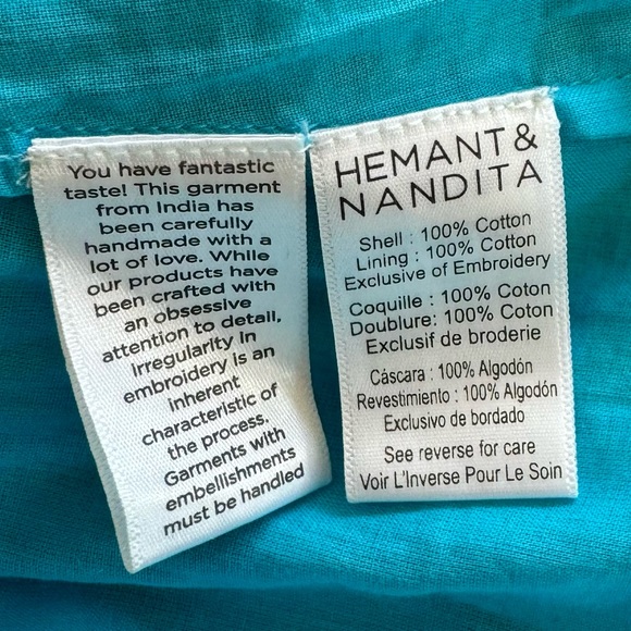 NWT Hemant & Nandita Lyna One Shoulder Cotton Eyelet Floral Ruffle Mini Dress S - Picture 12 of 13